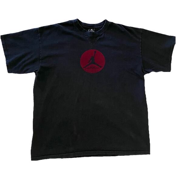 Vintage 90s Nike Air Jordan T Shirt Sz XL Black Red Puffy Logo NBA Basketball - Picture 1 of 4